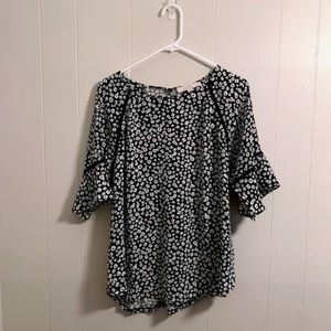 loft floral mixed media blouse | large